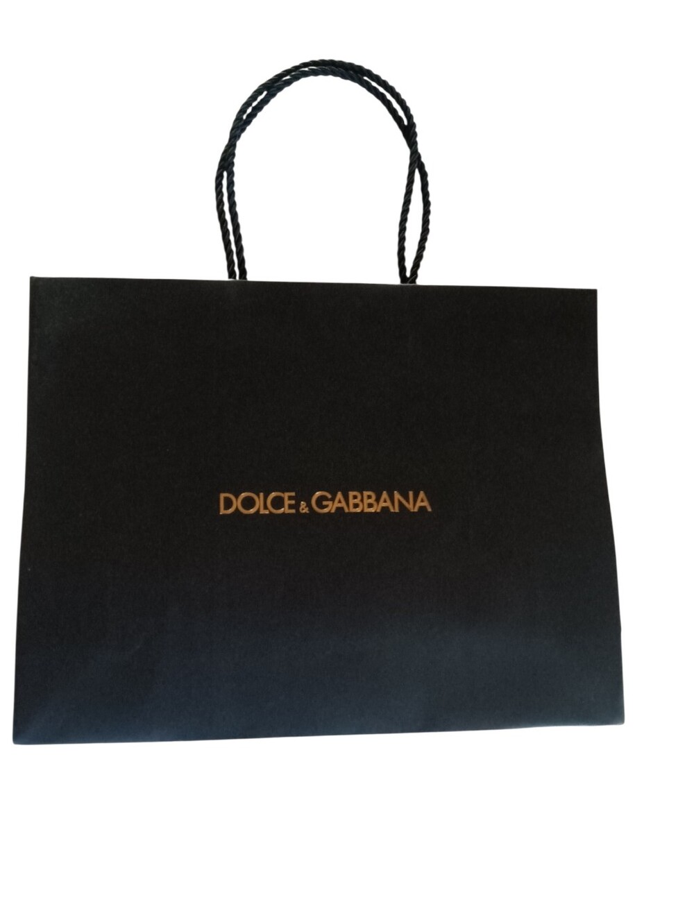Dolce & Gabanna Large Black Shopping Bag Gold Letters Thick Handles 17X13 New